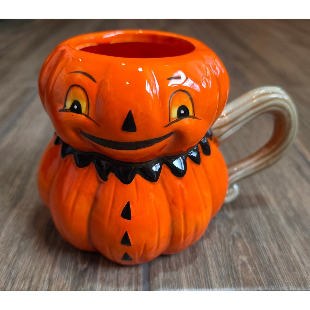 Johanna Parker Transpac Halloween Pumpkin Jack O Lantern Ceramic Mug Orange
